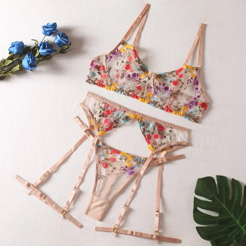 LaycyNighty™ Aurora's Yellow Floral Set LacyNighty0312 Lingerie Set