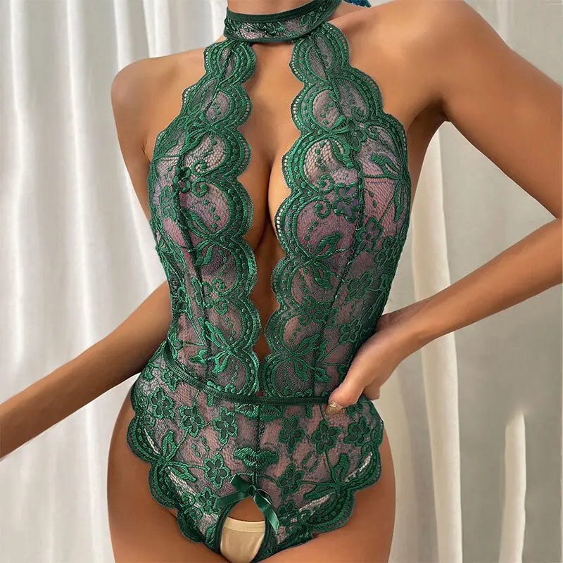 LacyNighty™ Seductive Lace Crotchless Lingerie LQYCSX Official Store Lace Teddy