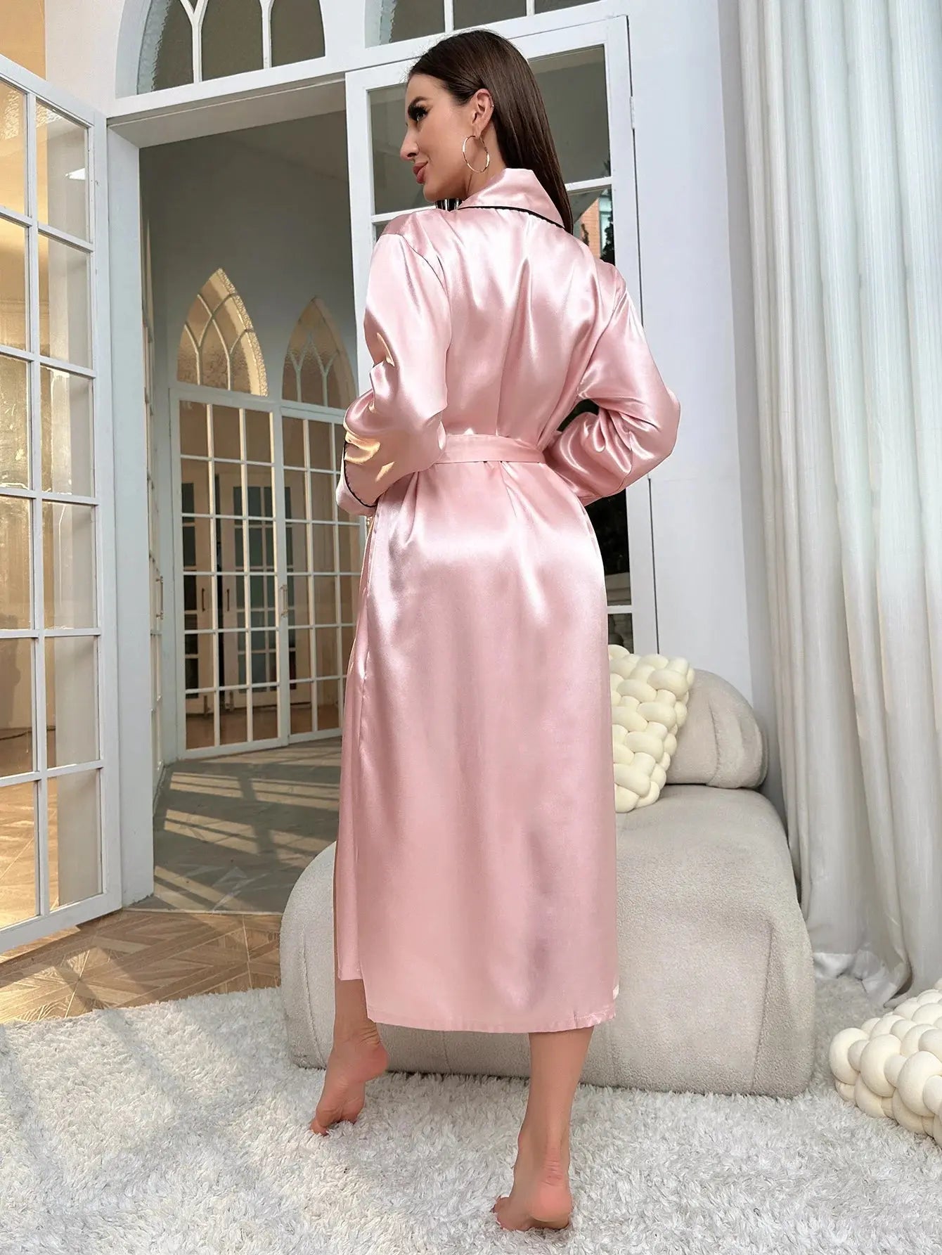 LacyNighty™ Elegant Satin Night Robe Lacy Nighty