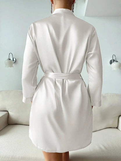 LacyNighty™ Sleek Satin Long Sleeve Robe Lacy Nighty