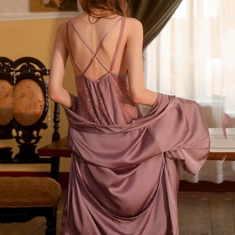 LacyNighty™ Model CH241 CINOON Chemise and Robe Set