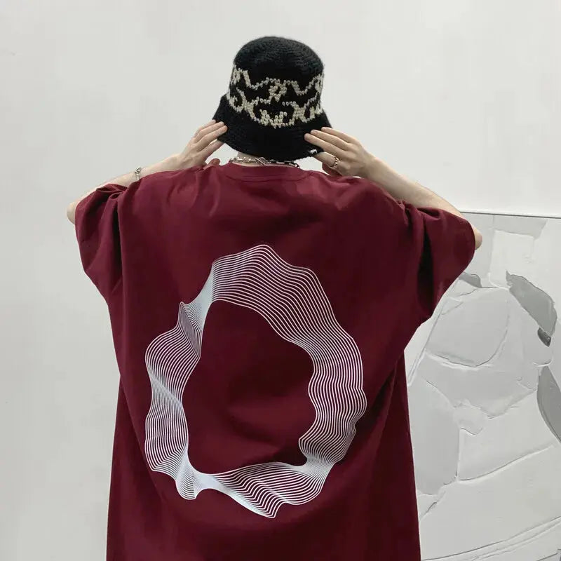 Irregular Round Print T-shirt ghalas Other