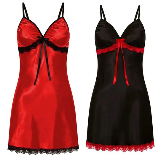 LacyNighty™ Plus Size Satin Nightdress Lacy Nighty