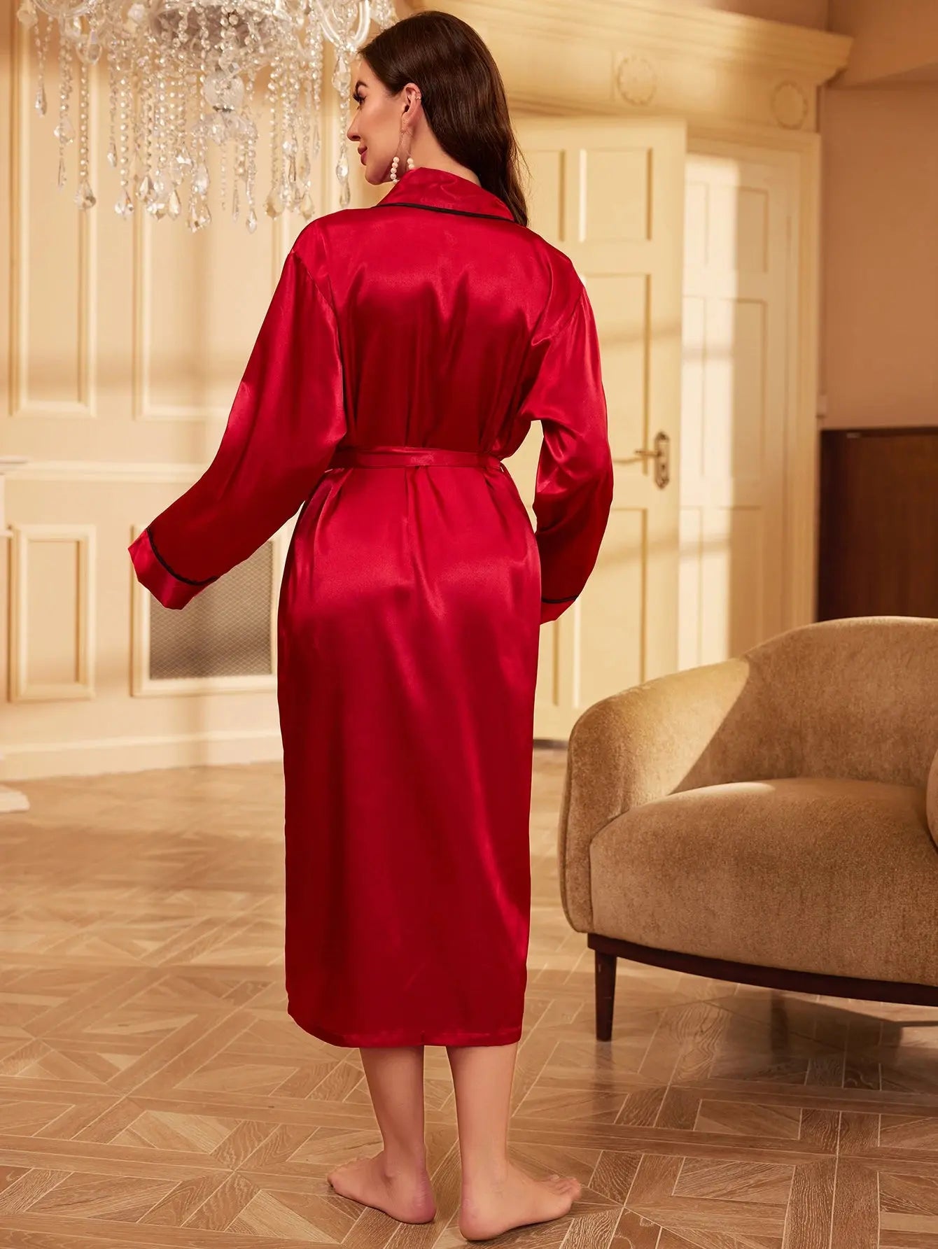 LacyNighty™ Elegant Satin Night Robe Lacy Nighty