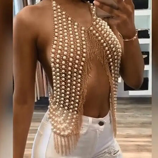 LacyNighty™ Little Do You Know Pearl Tank Top NS Accessories shop Store Body Jewelry