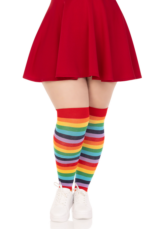LacyNighty™ Plus Rainbow Elastane Thigh Highs Leg Avenue Hosiery
