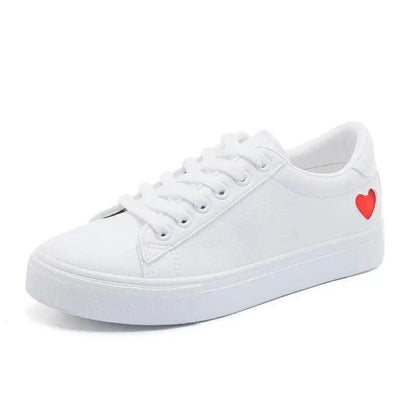 White Sneakers  with Heart shape Lacy0301Goth Women's Vulcanize Shoes