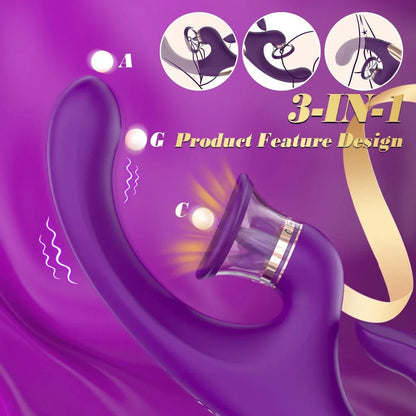 2025- Sandra 3-in-1 G-Spot and Clitoral Suction Rabbit Vibrator The Bad Peach Store sex toys