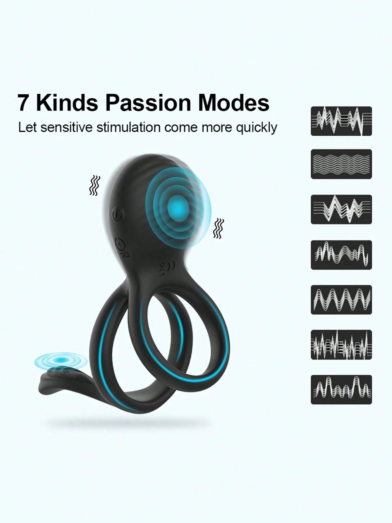 💥2025 New 7 Vibration Modes Penis Ring for Men, Silicone Waterproof Couples Vibrator for Perineum Stimulation Nighty