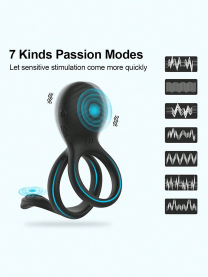 💥2025 New 7 Vibration Modes Penis Ring for Men, Silicone Waterproof Couples Vibrator for Perineum Stimulation Nighty