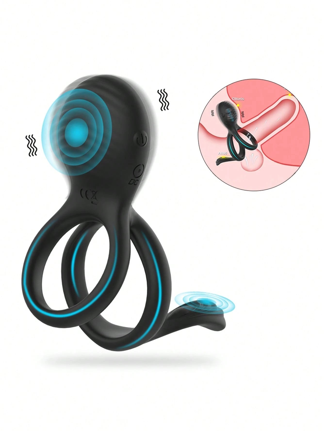💥2025 New 7 Vibration Modes Penis Ring for Men, Silicone Waterproof Couples Vibrator for Perineum Stimulation Nighty