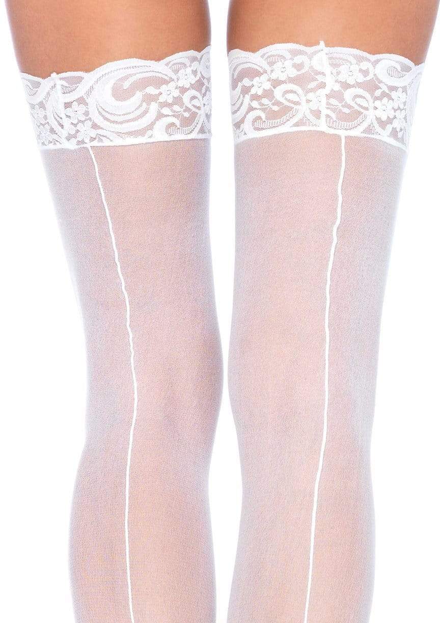 LacyNighty™ Sheer Backseam Stockings with Lace Top Leg Avenue Hosiery