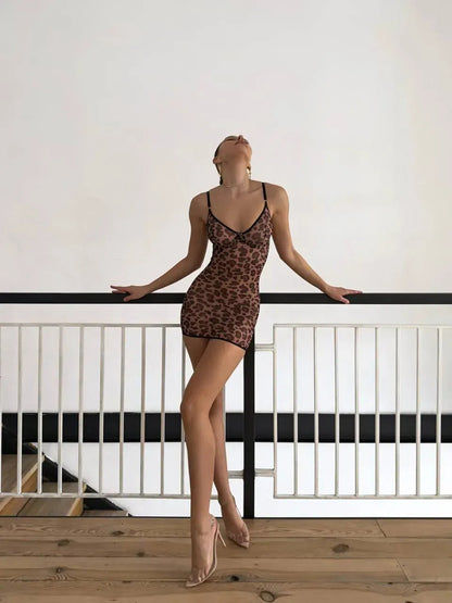 LacyNighty™ Knot Nadia Leopard Lingerie Lacy Nighty