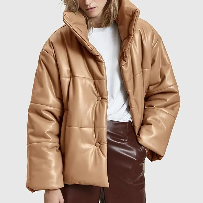Button Leather Parka Dom Boutique