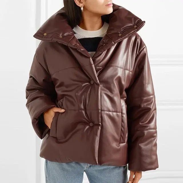 Button Leather Parka Dom Boutique