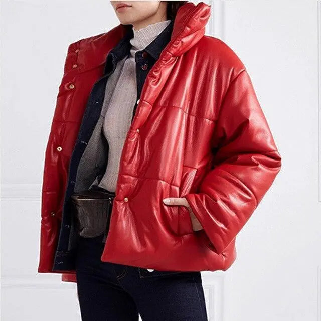 Button Leather Parka Dom Boutique