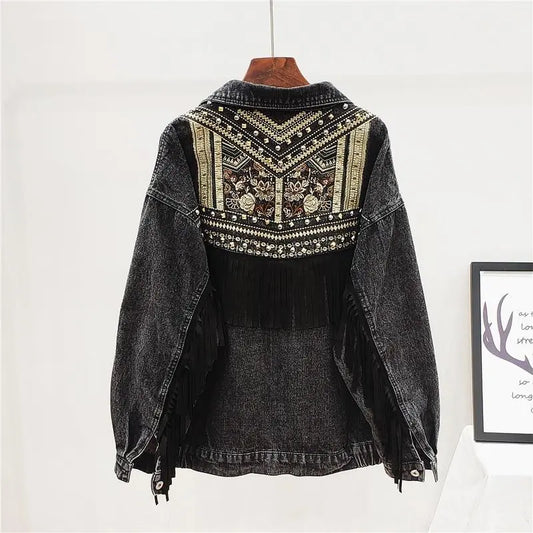 Embroidery Denim Jacket Lacy0301Goth