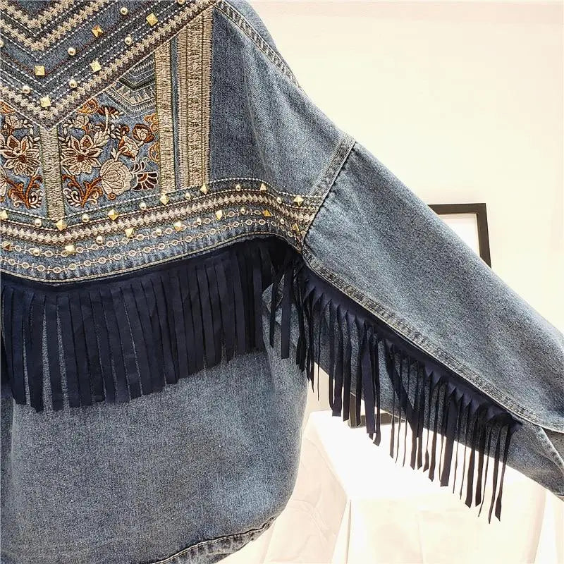 Embroidery Denim Jacket Lacy0301Goth