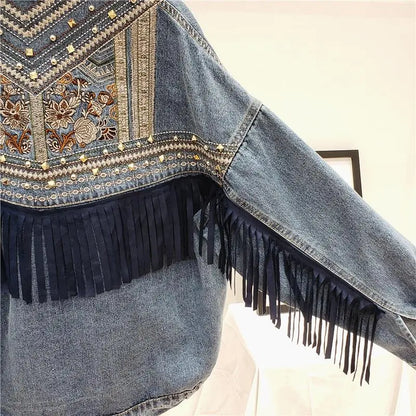 Embroidery Denim Jacket Lacy0301Goth