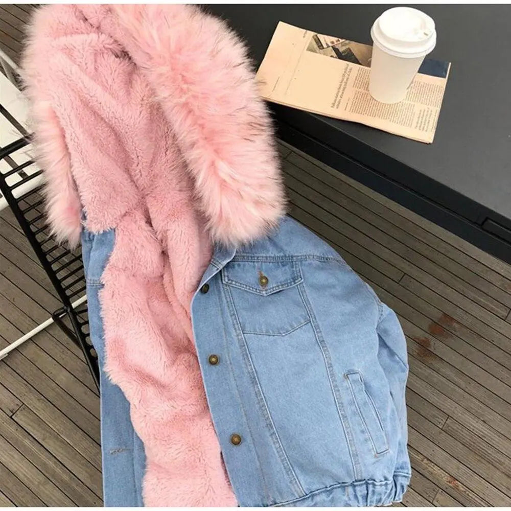 Fur Denim Jacket Lacy0301Goth
