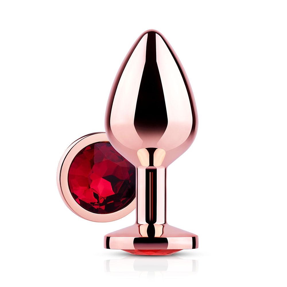 Red Gem Rose Gold Metal Butt Plug Honey Play Box Anal Toys