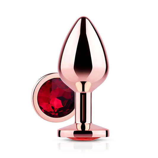 Red Gem Rose Gold Metal Butt Plug Honey Play Box Anal Toys