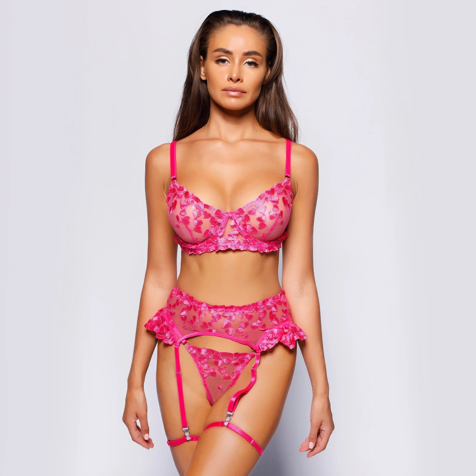 LaycyNighty™ Zoe's Heart Embroidery Set LacyNighty0312 Lingerie Set