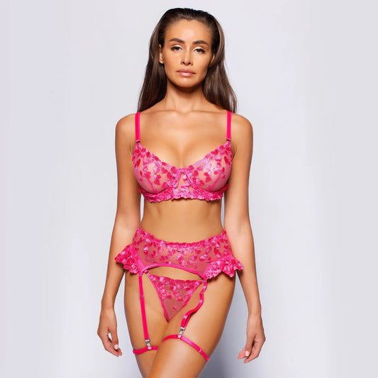 LaycyNighty™ Zoe's Heart Embroidery Set LacyNighty0312 Lingerie Set
