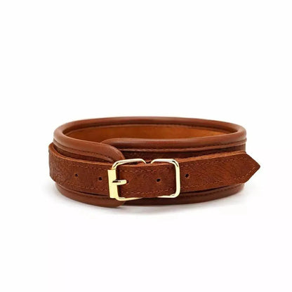LacyNighty™ Brown Leather Collar & Leash Lavah Intimates harness