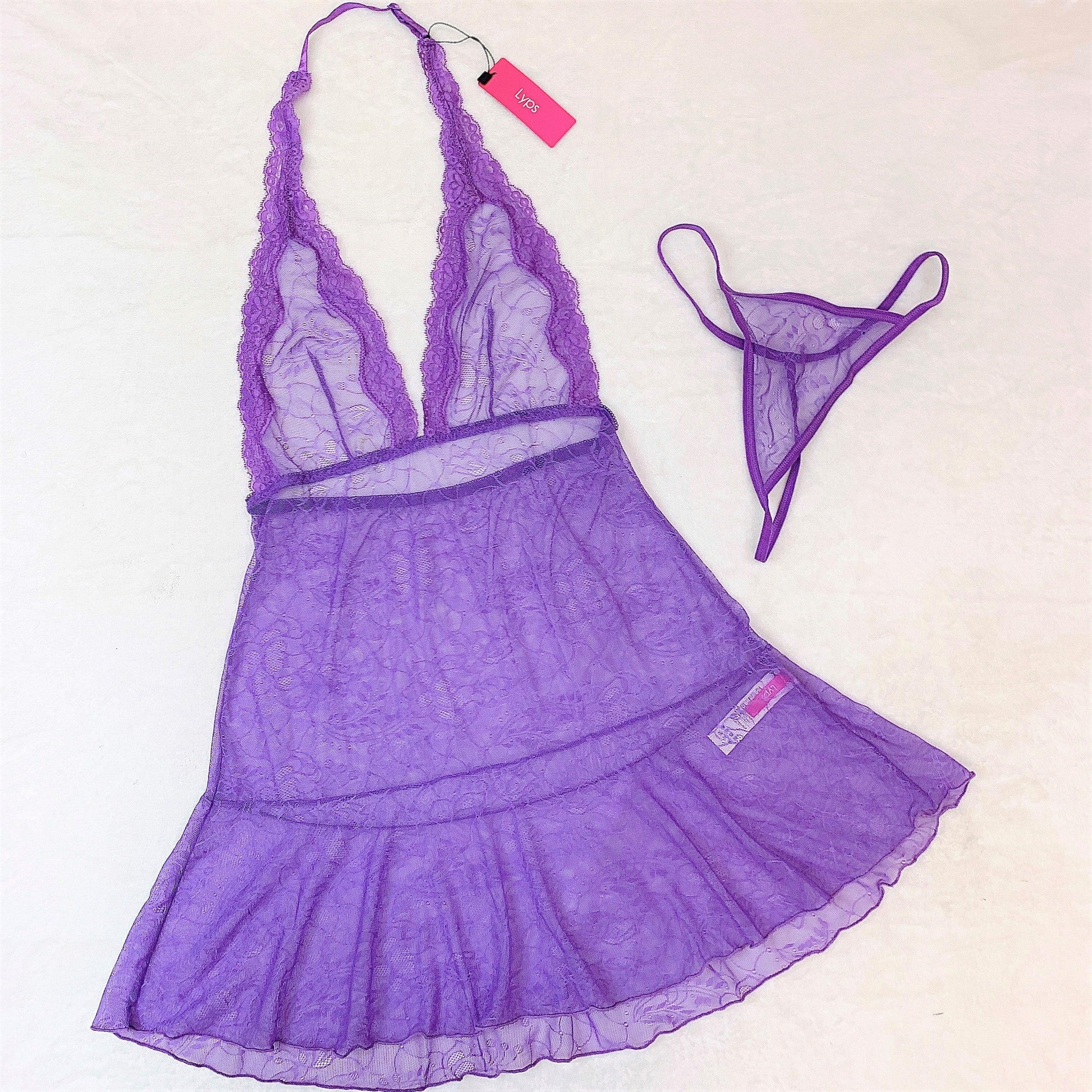 Sexy Lace Halter Chemise Lingerie Set - Sailor Saturn LYPS Lingerie
