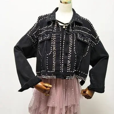 Denim Jacket with Rhinestones Dom Boutique Jackets