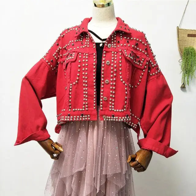 Denim Jacket with Rhinestones Dom Boutique Jackets