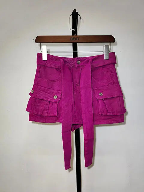 Denim Mini Skirt With Belt Lacy0301Goth Home